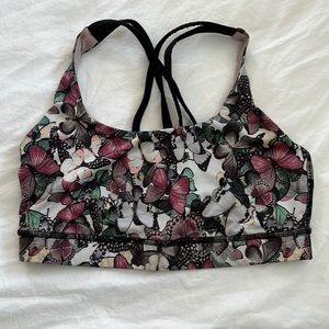 Lululemon sports bra with butterfly design